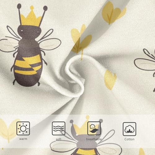 Wusikd Cute Bee Crown Girls' Underwear Cotton Light Yellow Girls Briefs Soft Toddler Underwear 2T3