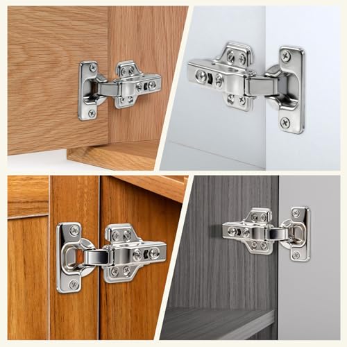 Miniatura 7 de Oderra Bisagras Con Amortiguador Para Puertas De Cocina Y Armario Con 2 Placas De Acero Inoxidable Y 12 Tornillos - Cierre Suave Y Silencioso Para Muebles De Madera Y Puertas - 9 X 9 Cm