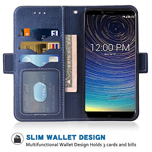 Wwaayssxa Compatible With Coolpad Legacy Wallet Case Wrist Strap Lanyard Leather Flip Card Holder Stand Accessories Phone Cover For For Cool Pad Alchemy 2019 3705A 3705As Cp3705As Cp3705A Blue #TOP2