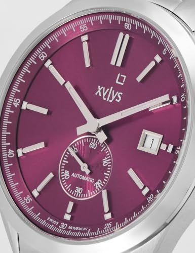 Image of Xylys Analog Burgundy Dial Stainless Steel Strap Watch for Men