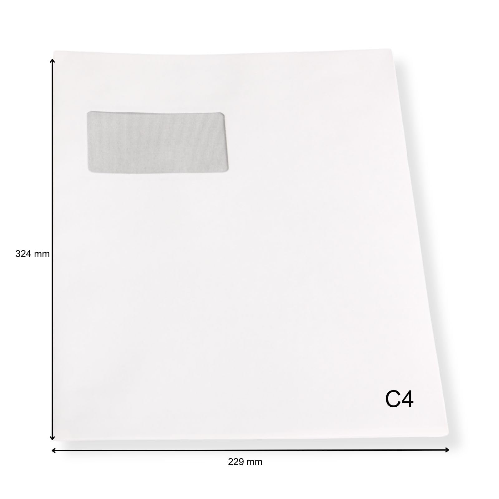 1000 Stück Versandtaschen Briefumschläge C4 A4 weiß haftklebend mit Fenster 229x324 mm HK