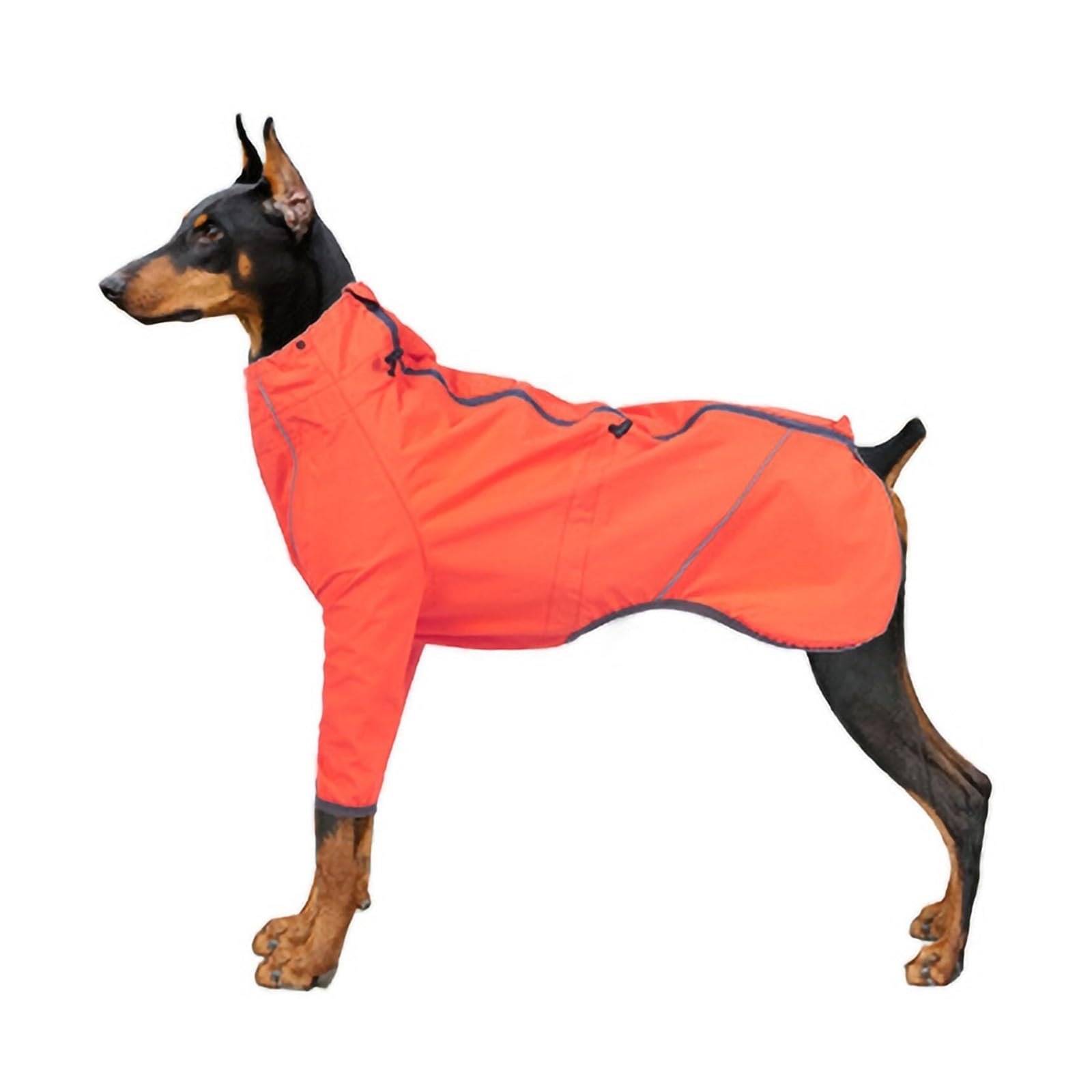 Manteau de pluie d'extérieur pour chien avec bandes réfléchissantes – Veste imperméable et coupe-vent pour toutes les conditions météorologiques, coupe réglable, orange, taille S