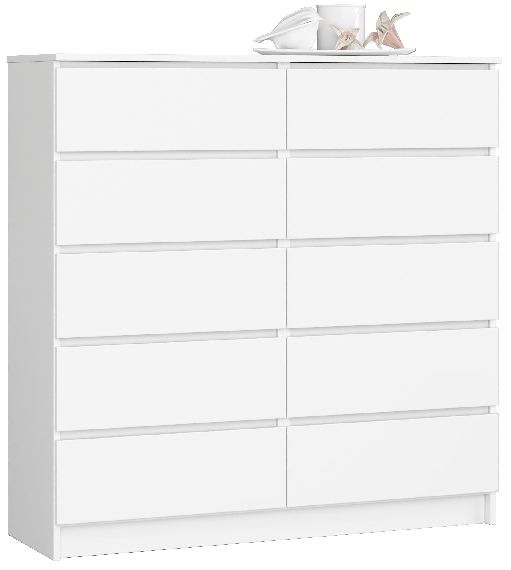 Home Collective Commode blanche de 120 cm de large avec 10 tiroirs, chambre et salon, polyvalente pour couloir et chambre d'enfant