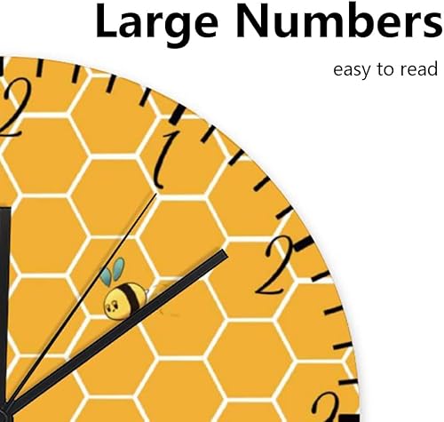 Miniatura 6 de ArogGeld Reloj de pared para niños de 10 pulgadas, con diseño de abejorro de miel, silencioso, sin tictac, de cuarzo, funciona con pilas, decorativo