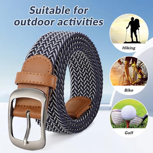 Image of BELTROAD Elastic Braided Belt Mens Golf Belts No-Hole Design Lightweight Breathable Woven Stretch Belt for Golf Casual