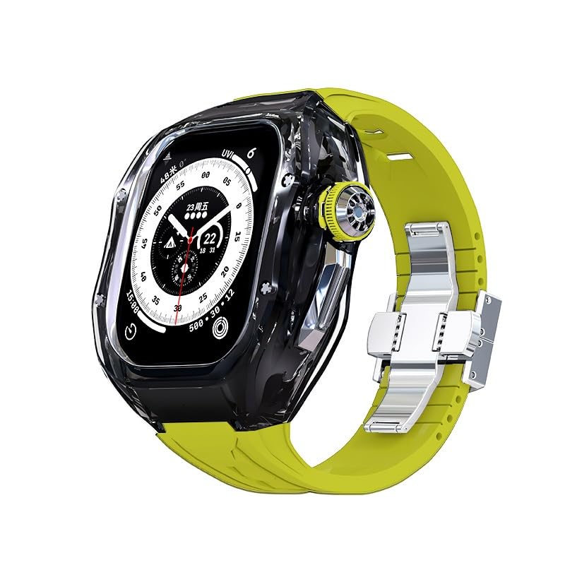 Clear Case for Apple Watch Ultra 2 49mm Men Soft Sport Rubber Band for Iwatch Ultra2 Transparent Mod Kit Metal Buckle Accessories