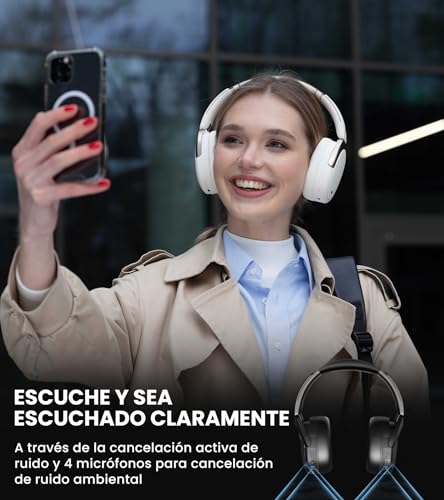 Edifier WH950NB Auriculares con Cancelación Activa del Ruido, Hi-Res Audio, LDAC, Bluetooth 5.3, 55H Autonomía, Emparejamiento Rápido Google para Android, Conexión para Dos Dispositivos, App, Marfil - imagen 4