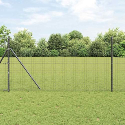 Tonture Valla europea gris 1,2 x 10 m PVC revestido de hierro para jardín y terraza, resistente a la intemperie, opaco, con malla de alambre y doble varilla para protección visual y delimitación en