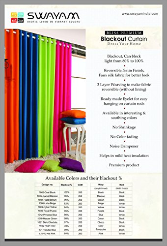 Image of Swayam 100% Blackout Polyester Long Door Curtain for Living Room & Bedroom | 9 Feet | Room Darkening Curtain with Eyelets | Pack of 1 | Solid Design - Turquoise