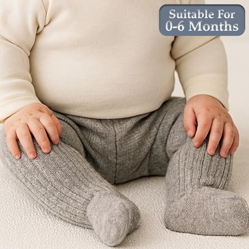 Image of SYGA Baby Tights For Girls Soft Cotton Infant Leggings Toddler Solid Knit Socks Newborn Warm Crochet Pants Stockings - Purple