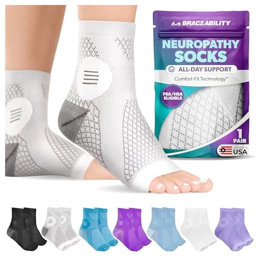 Bracability Neuritis perimetral de calcetines,compresión sin mangas para el dolor de tobillo causado por lesiones nerviosas en el pie, Fascitis plantar para aliviar stents(M)
