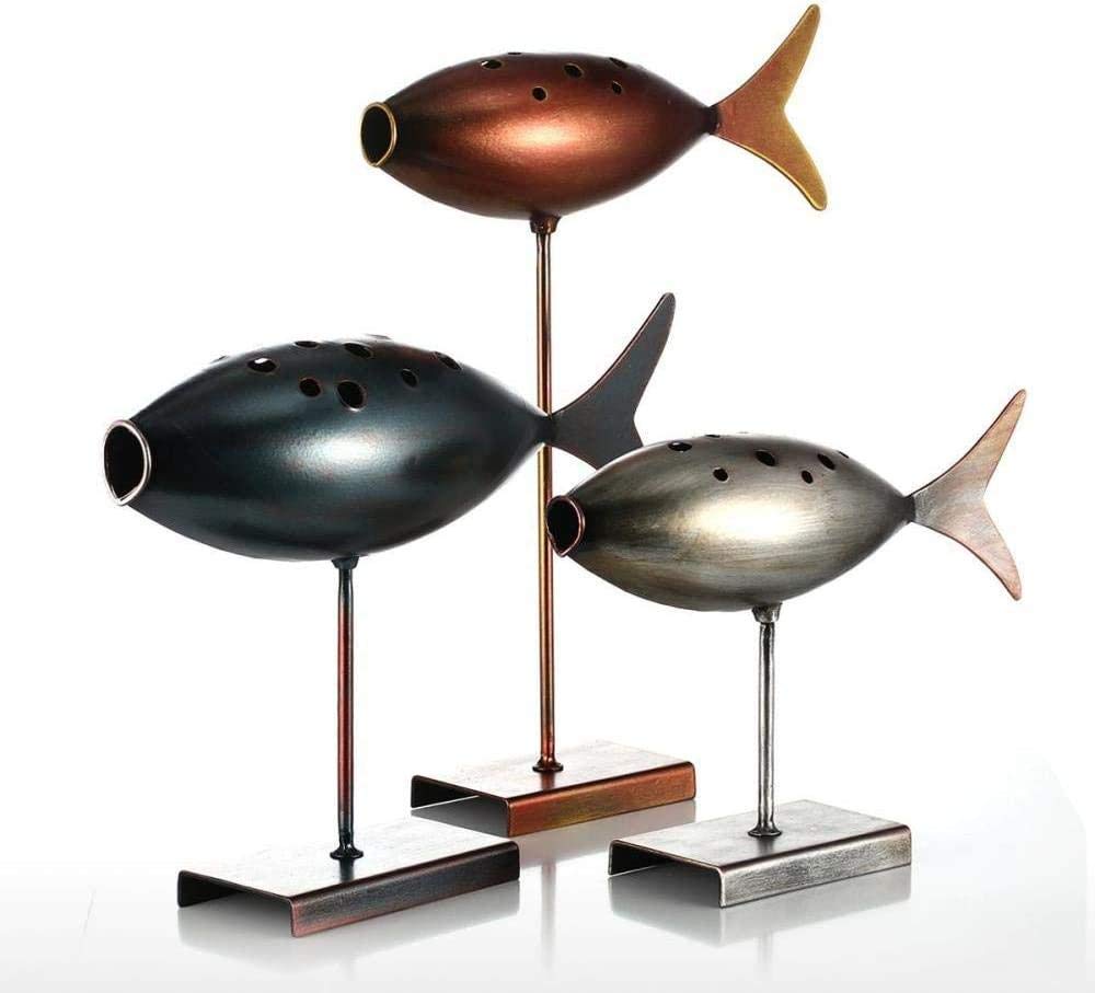 Amazon.co.jp: 置物・オブジェ 彫像 潜水艦小さな魚鉄アート装飾工芸品