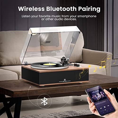 Angles Horn Platine Vinyle Tourne Disque Vinyle Bluetooth HiFi avec Haut-parleurs Préamplificateur Phono intégré 33/45 TR/Min et Micro AT-3600L - Les Beatles, Paul McCartney, John Lennon, RIngo Starr, George Harrison Angles Horn Platine Vinyle Tourne Disque Vinyle Bluetooth HiFi avec Haut-parleurs Préamplificateur Phono intégré 33/45 TR/Min et Micro AT-3600L – Image 3