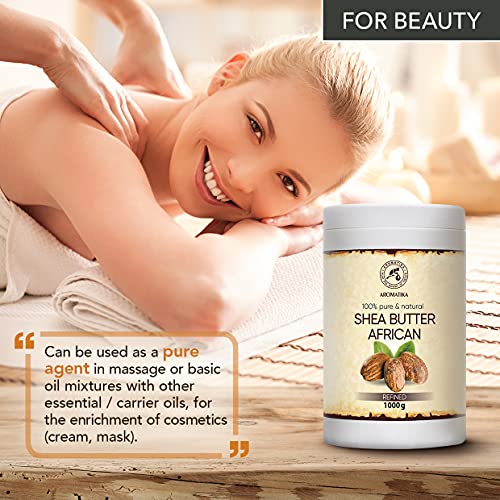 Aromatika Shea Butter Refined 35.3 Oz (1000G) - 100% Pure Shea Butter For Body Care - Hair - Face - Body Butter - Butyrospermum Parkii #TOP5