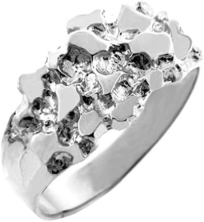 Polished 925 Sterling Silver Nugget Ring "The Knight" for Men (Size 16)