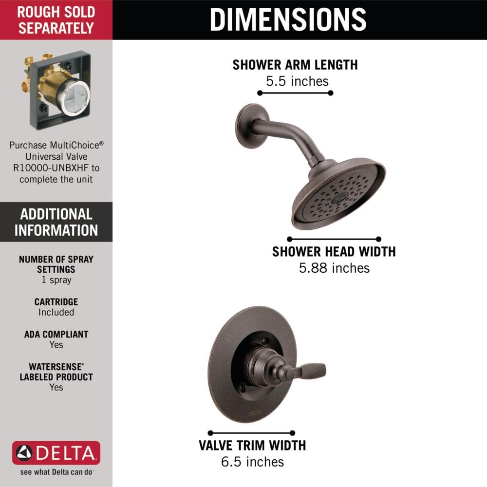 Delta T14232-RB Woodhurst Shower Trim, Venetian Bronze (Valve Sold Separately), Without Rough - Image 2