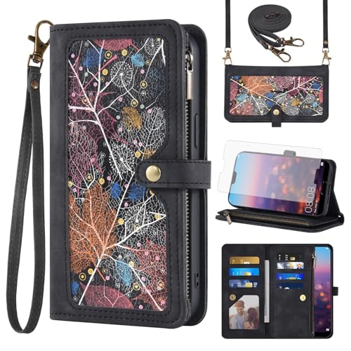 Étui Huawei P20 portefeuille cuir PU housse de protection intégrale femme
