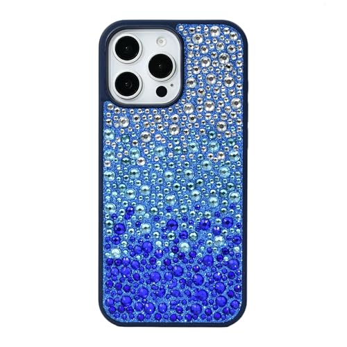 Coque antichoc pour iPhone 12 Pro bleu paillettes et strass