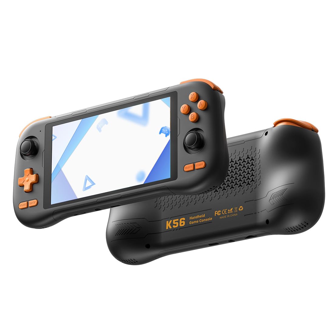 K56 Handheld Spielkonsole – 5,5" FHD Touchscreen, Android 14, 5000mAh Akku, Moonlight & Steam Link, Retro & PC Spiele, 5G WiFi, Dual Joysticks (Schwarz, 128, GB)