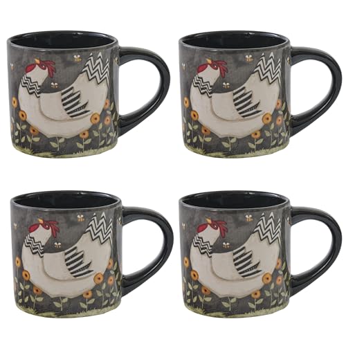 Juego de 4 tazas My Little White Hen Park Designs gris miniatura 1