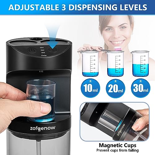 Image of ZOFGENOW Automatic Mouthwash Dispenser for Bathroom,Bathroom Accessories 19.4 Fl Oz Dispensers with Magnetic Cups,Wall Mounted Dispenser,Suitable for All Age Groups,Black