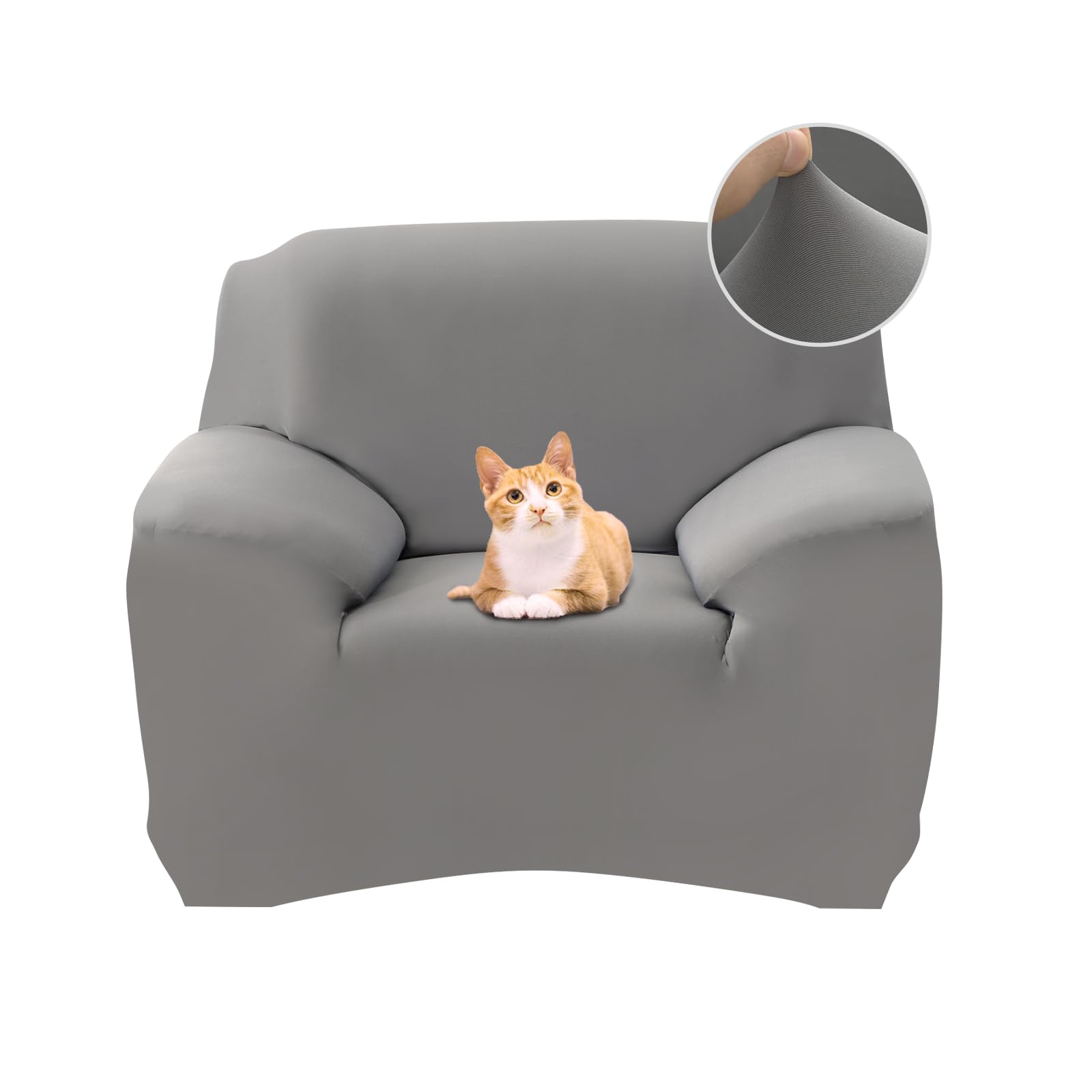 Jaotto Copridivano 1 Posto Elasticizzato, Fodera per Divano Elasticizzato Fantasia Antiscivolo Antimacchia, Copridivano con Braccioli Tessuto Super Morbido Universale(Grigio,1 Posto)