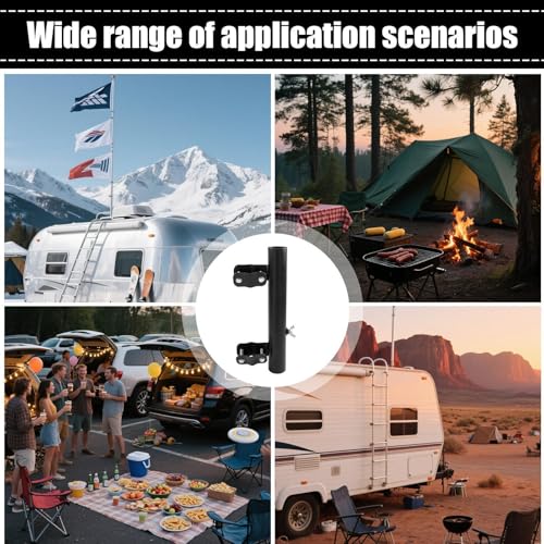 Support de drapeau pour camping-car en acier amovible et réglable pour échelle - 5