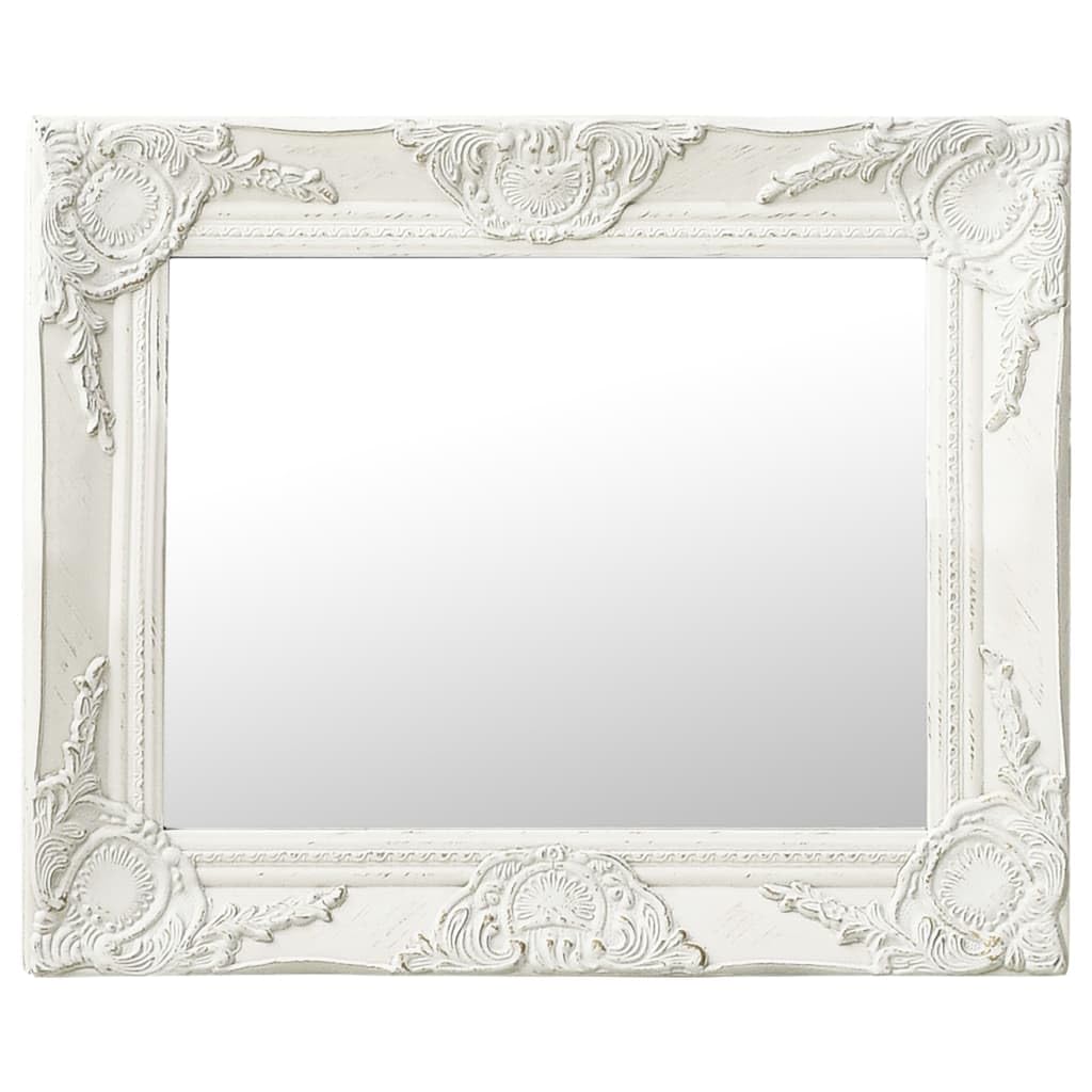 vidaXL Espejo de Pared Estilo Barroco Blanco 50x40 cm