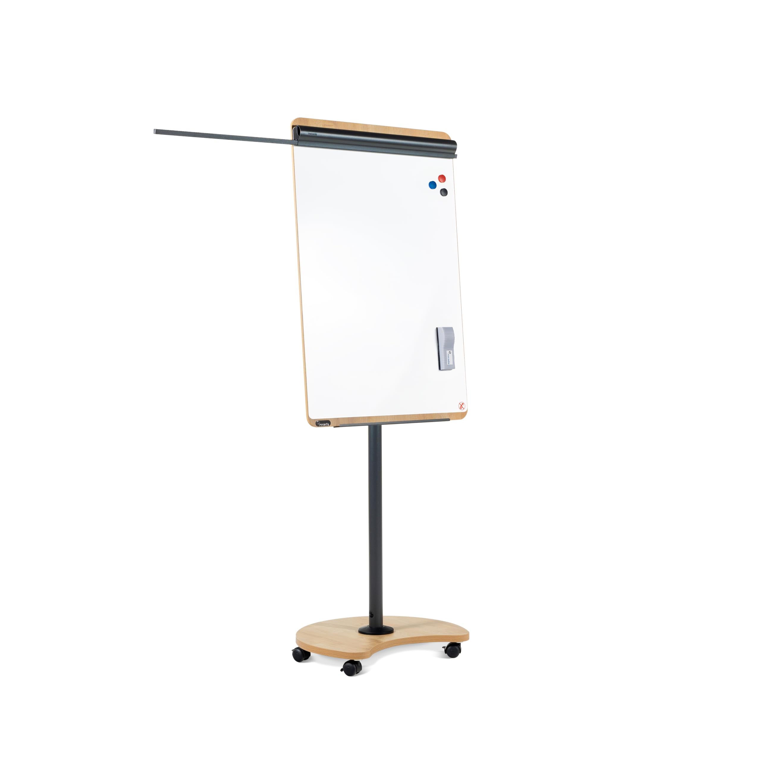 Rocada | Pizarra Magnética con Caballete Móvil - Rotafolios con Ruedas - Convertible en Mesa - Regulable en Altura - Marco Madera - 69 x 160-200 x 62 cm