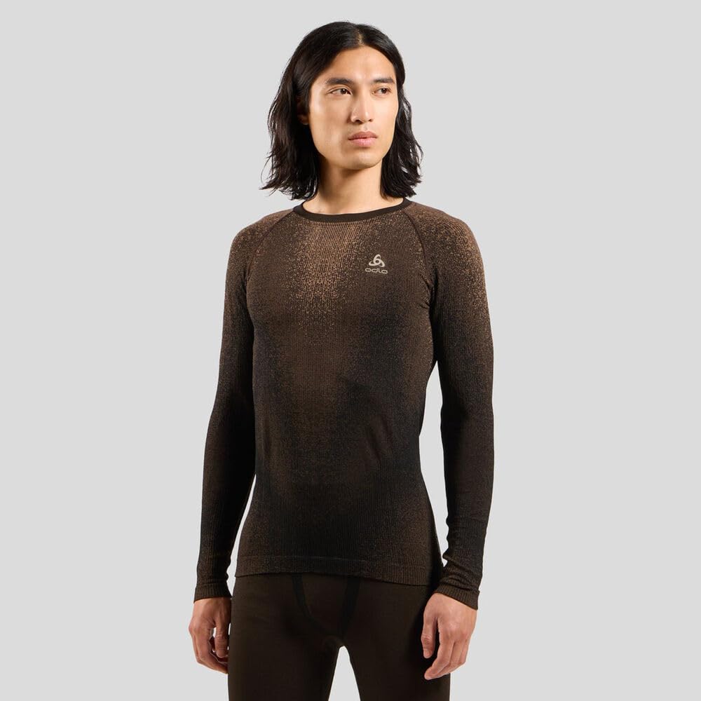Odlo Herren Performance Warm Blackcomb Crew Neck Longsleeve Laufbekleidung Unterhemd Fudge - Braun M