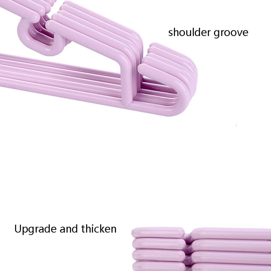10 Pack Coat Hanger Non-Slip Plastic Household Wardrobe Hanger Shoulder Groove Design(Blue)