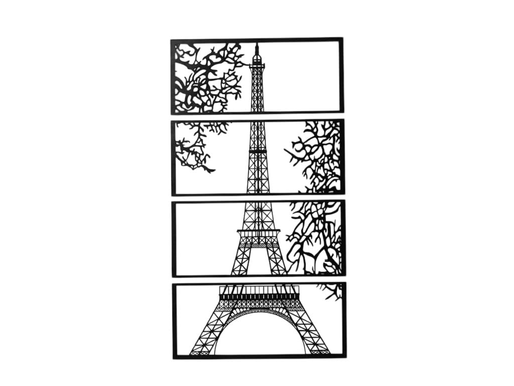 AxuraVist Set of 4 Eiffel Tower Wall Art Panels, Modern Decorative Travel Inspired Hanging Set, Contemporary Indoor Home Decor Accent, Elegant Living Room Bedroom Wall Display 10 Inch-image-36