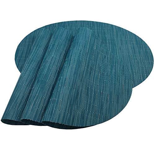 Red-A Placemats, Imitation Bamboo Oval Woven Vinyl Heat Resistant Placemats Washable Table Mats