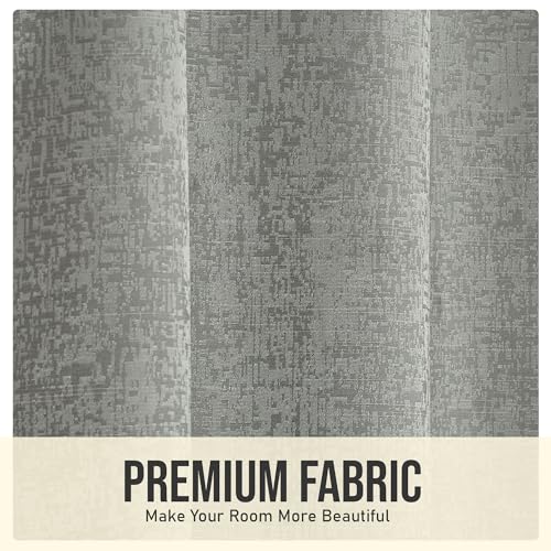 Image of FRESH FROM LOOM Supreme Texture Polyester Padre| Semi Black Out 80% Room Darkening Screens | Curtains for Home 9 Feet (Grey| 2pc Double Weaved Parda | Eyelet Ring | Long Door Curtain)