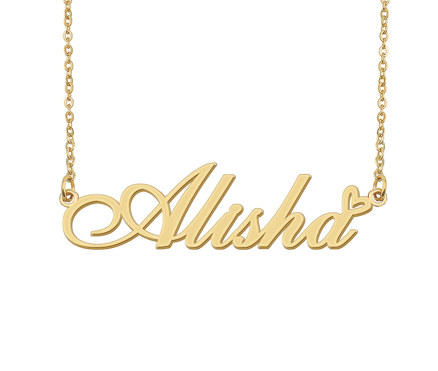 aoloshowGold Name Necklace Heart Charm Pendant Custom Personalized Jewelry for Womens Teen Girls Graduation Gift