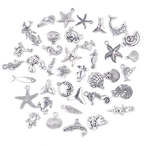 Bronagrand 40 Pieces Mixed Antique Silver Diy Ocean Fish & Sea Creatures Charms Pendants For Making Bracelet And Necklace #TOP7