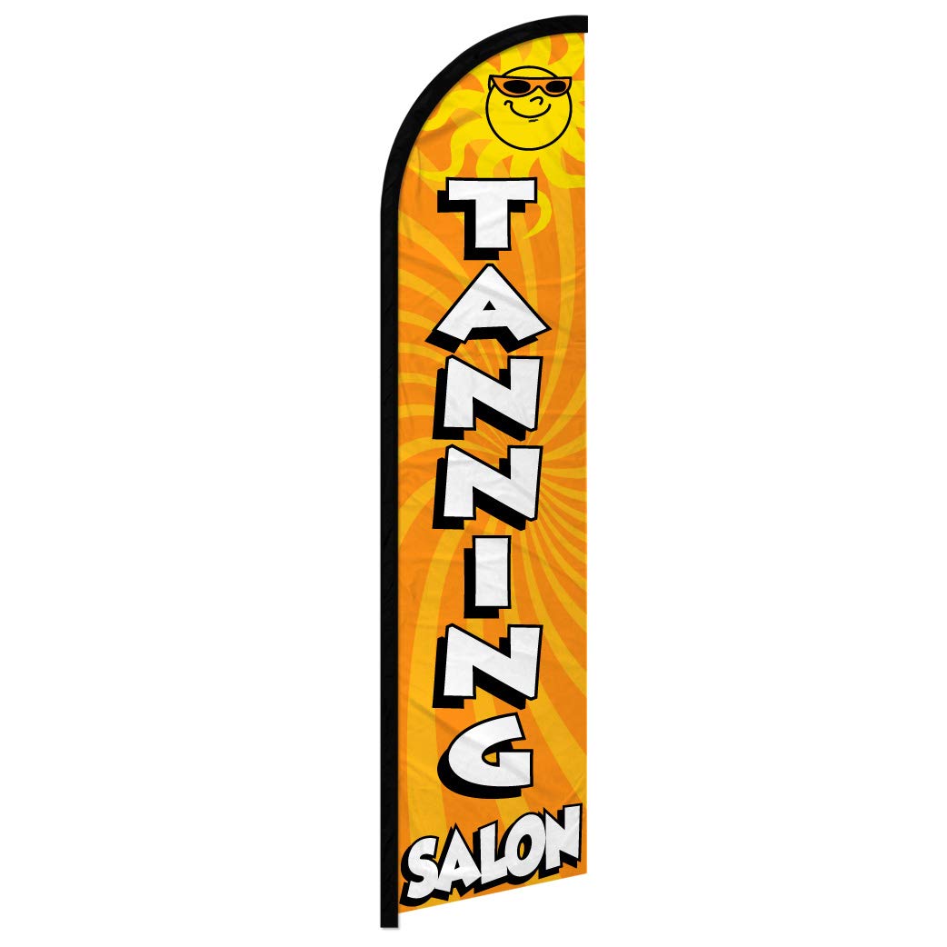 Infinity Republic - Tanning Salon Windless Full Sleeve Banner Swooper Flag - Perfect for Businesses, Tanning Salons, Spas, etc!