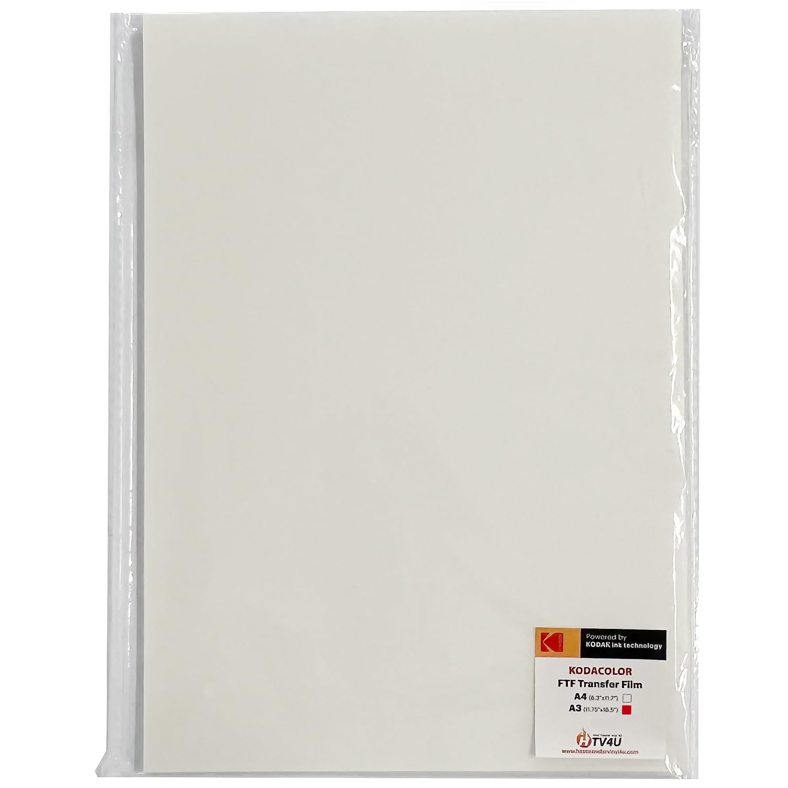 KODAK KODACOLOR FTF (Film to Fabric) DTF Cold Peel Transfer Films A3 11.75" x 16.5" (100 Sheets) - for Direct Print on Fabric, T-Shirts, DIY Projects