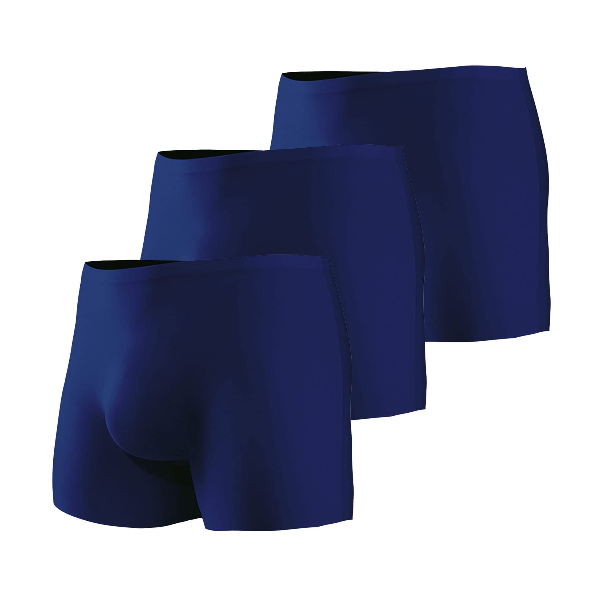 JEKE-DG Mens Ice Silk Underwear Trunks Seamless Bulge Pouch Boxer Briefs Ultra-Thin Stretch Boxers Multiplepack (Large,Blue-3pc)