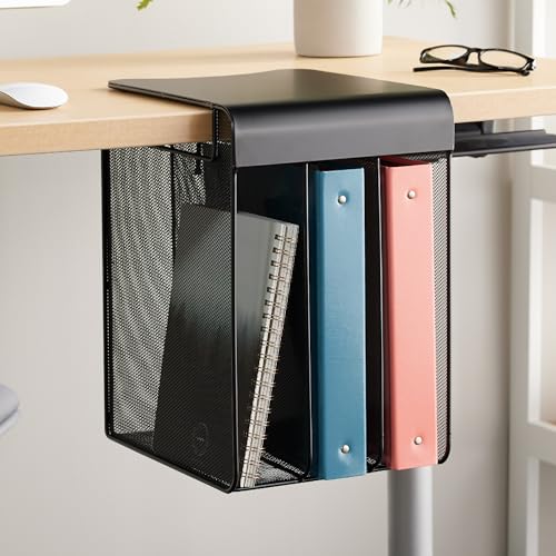 Safco Onyx Hanging Desktop Organizer with 3 Vertical Trays, Under-Desk Storage