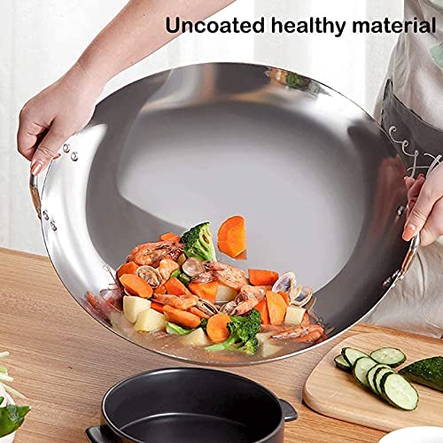 Wok grande de acero inoxidable 38 cm miniatura 4