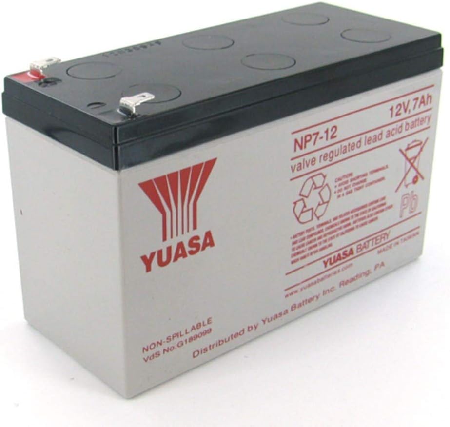 Yuasa NP7-12 12V/7Ah Sealed Lead Acid Battery with F1 Terminal