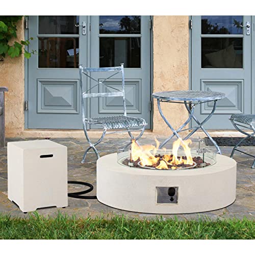 HOMPUS-Propane-42-inch-Round-White-Sandstone-Concrete-Fire-Table-with-Tank-Cover-Wind-Guard-Lava-Rocks-and-Rain-Cover-50000-BTU-Patio-Fire-Pit-Table-Set-for-Outdoor