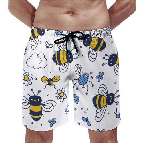 Maillots de bain pour hommes avec motif abeilles mignonnes et fleurs