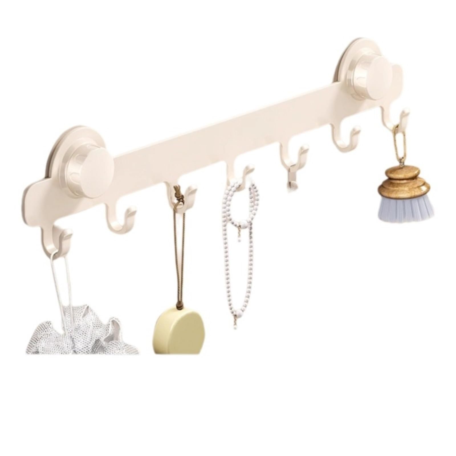 Ryqzhhy White 7 Hook Coat Hooks Suction Wall Hook Rack Waterproof Household Storage Hanger(White 7 Hook)