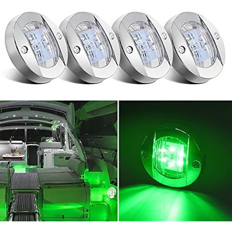 Obcursco Boat Light LED, 12V LED Boat Interior Light for Boat Deck LED Transom Mount Light, LED Boat Courtesy Light. Perfect for Night Fishing (4 Pcs, Green) Cover