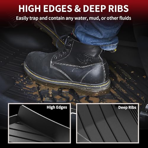 Image of LASFIT Floor Mats for BMW X3 2011-2017 /X4 2015-2018 | For xDrive28i, xDrive28d, xDrive35i, M40i, All Weather TPE Custom Fit Floor Liners, 1st & 2nd Row Car Mats Accessories, Black