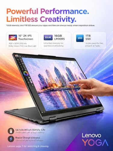 Lenovo Yoga 7i 2-in-1 Laptop, 2026 Ai Computer, 16'' 2K IPS Touchscreen - image 3