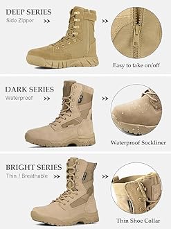 FREE SOLDIER Men's Work Tactical Boots 8 Inches Lightweight Combat Boots Durable Suede Leather Military Boot Desert Boot