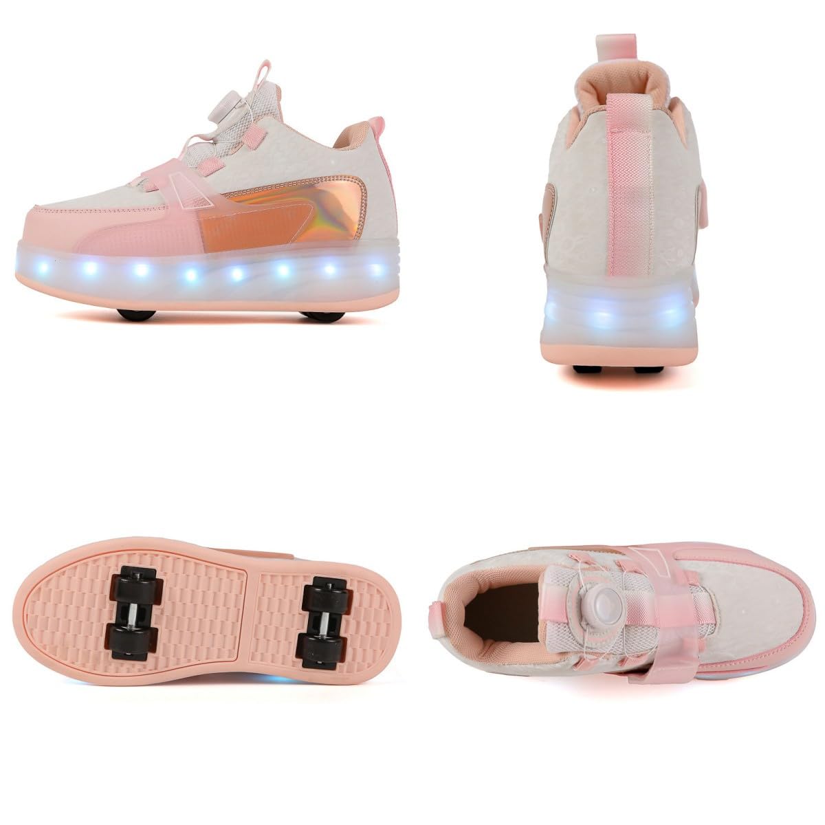 Patins à roulettes Enfants avec 4 roulettes Amovible, Chaussures de Skateboard Mode Sport d'extérieur